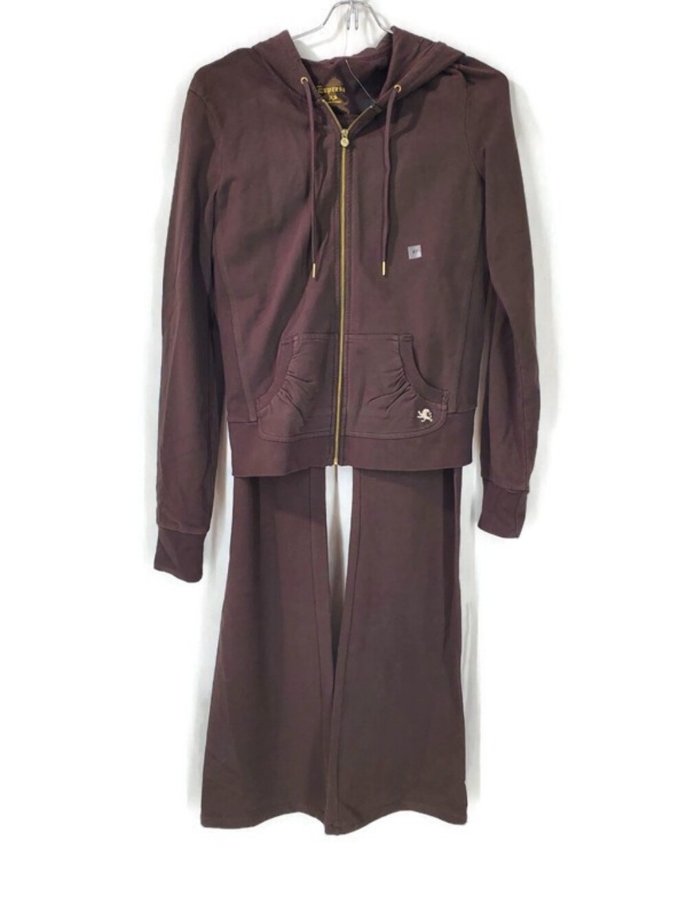 Express Y2K Cotton Jogger Set NWT Low Rise Flare Leg Brown XS/S Britney Spears